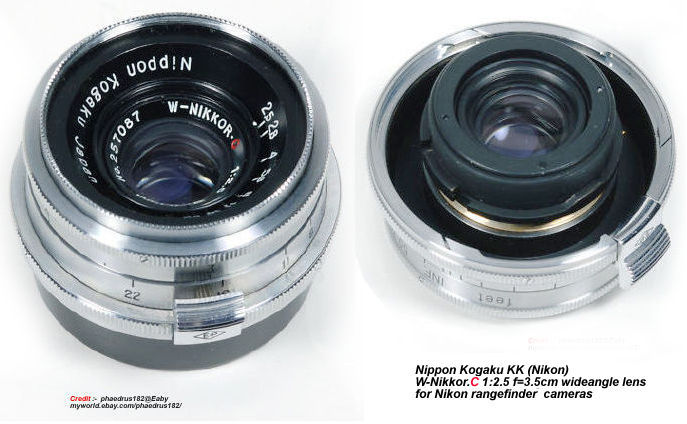 information on the Nikon W-Nikkor.C 1:2.5 f=3.5cm (35mm f/2.5) wideangle rangefinder lens 