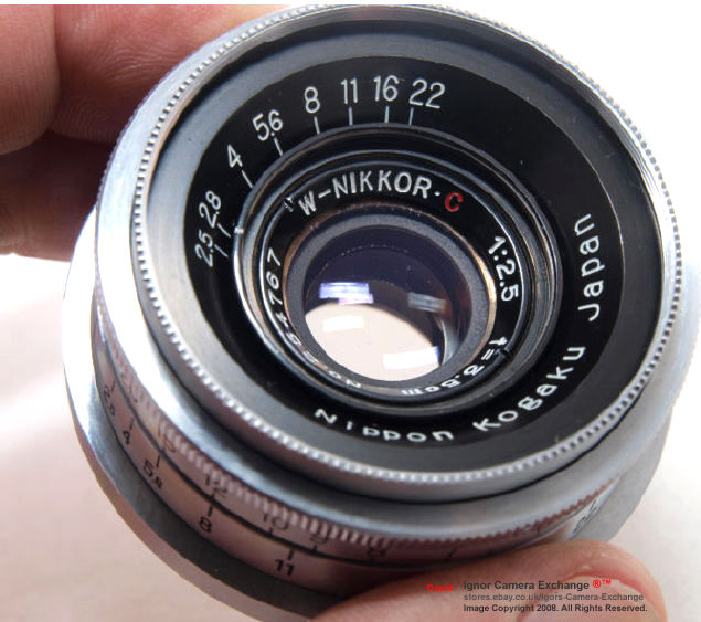 front section of lens data of Nikon W-Nikkor.C 1:2.5 f=3.5cm (35mm f/2.5) wideangle rangefinder lens