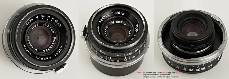 Nikon's W-Nikkor 1:2.5 f=3.5cm (rangefinder Nikkor 35mm f/2.5) in  black