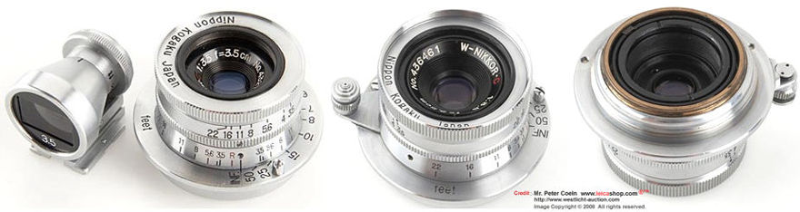 Rangefinder Nikkor 35mm f/3.5 chrome in Leica screw mount and chrome finder