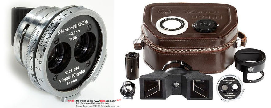 Nikon (Nippon Kogaku Japan) rangefinder Stereo-Nikkor 1:3.5 f=3.5cm wideangle lens in full outfit 