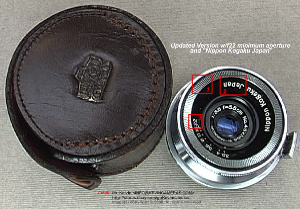 Illustration for Nikon W-Nikkor.C 1:3.5 f=3.5cm (35mm f/3.5) w/f22 minimum aperture