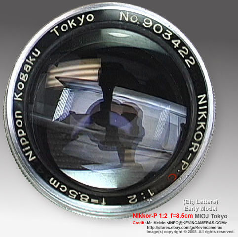 An old, hard to find, rare version of chrome,  Nikkor-P 1:2 f=8.5cm telephoto lens for Nikon rangefinder cameras