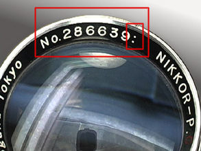 the rare S/N used on the chrome, early model of  Nikkor-P 1:2 f=8.5cm telephoto lens for Nikon rangefinder cameras