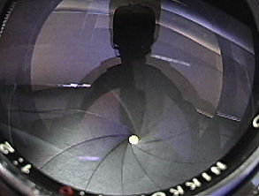 Front section lens element shows with diaphragm stopped down to f/32 on Nikkor-P rangefinder telephoto