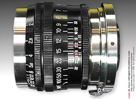 Black lens barrel version (early 1st series) of  Nikkor-P 1:2 f=8.5cm telephoto lens for Nikon rangefinder cameras