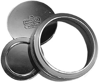 Nippon Kogaku Tokyo front lens cap rear plain metal cap and metal lens hood in black for Nikon RF system