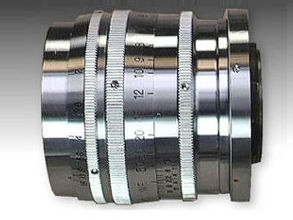 Side view of  Nikkor-P 1:2 f=8.5cm telephoto lens for Nikon rangefinder cameras