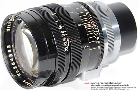 LEICA SM (LSM) Nikkor-S 1:1.5 f=8.5cm telephoto lens side view