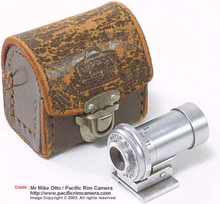 Nippon Kogaku KK individual optical finder 8.5cm with original leather lens case (Chrome version)
