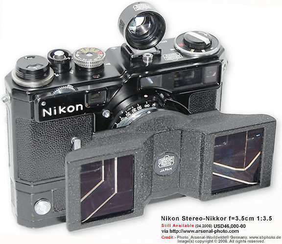 a rare Nion outfit onNikon Stereo-Nikkor 3.5cm f/3.5 on a Nikon SP rangefinder camera with Special, dedicated Optical Stereo Finder 