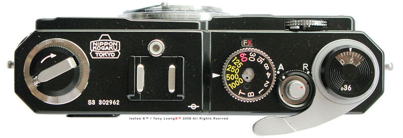 Top camera plate,  Nikon S3 Millennium 2000 Limited Edition Black rangefinder camera