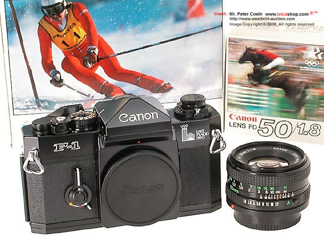 Canon F-1 'Olympic Lake Placid 1980'

The official 35mm Camera of the Olympic Winter Games 1980 with Canon FD 50mm f/1.8  'Olympic Winter Games 1980'.  