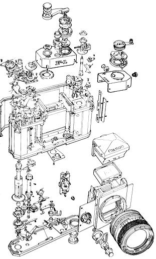 Mechanical parts Canon F-1.image (40k Jpeg)