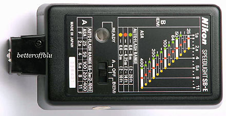 Nikon SB-E electronic flash/speedlight rear control panel view