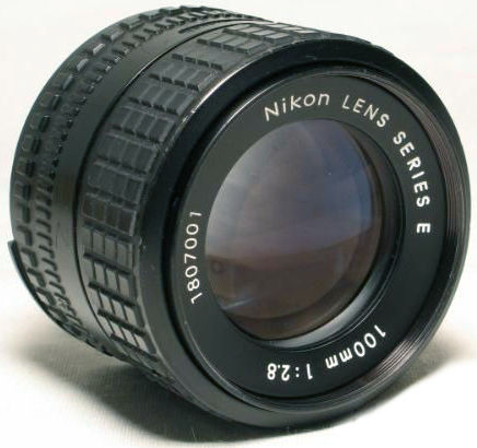 Nikon Series E 100mm f/2.8 Ai-S lens type front view