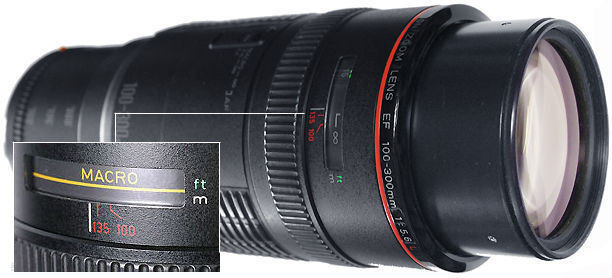 Canon EF 100-300mm f/5.6L tele Zoom lens fron section view