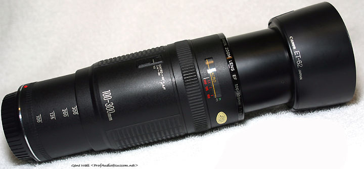 Canon EF 100-300mm f/5.6 AFD zoom lens with lens hood ET-62 / ST-62