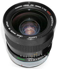 Canon FD 24mm f/1.4 Asperical S.S.C. Widenagle lens