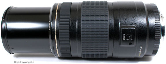 Lens extension of Canon EF 75-300mm f/4~5.6 IS MK II USM telephoto zoom