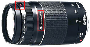 Side view of Canon version of 75-300mm f/4-5.6 III USM