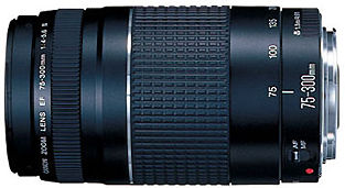 Side view of Canon version of 75-300mm f/4-5.6 III USM before extension