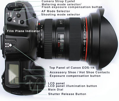 Canon EOS-1N Top Panel Outlined