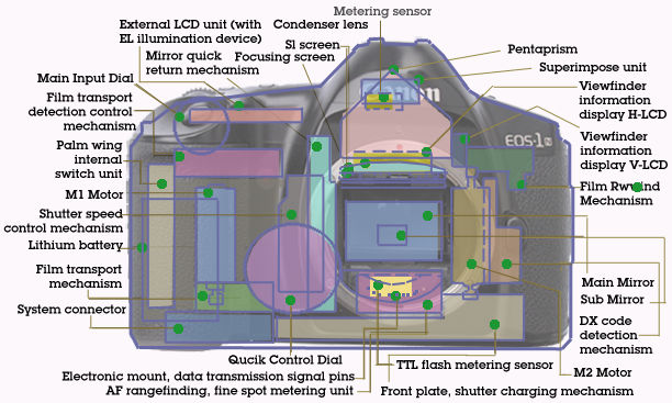 Main mechanism of Canon EOS-1N illustration