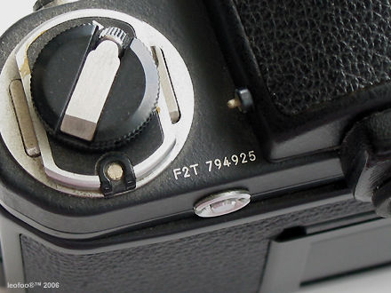 Nikon F2 Titanium Film Rewind and Serial Number