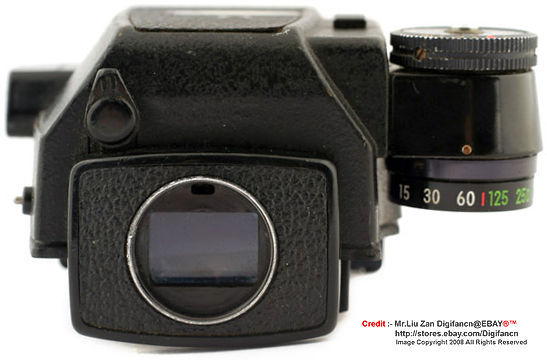 Nikon DP12 metered finder prism for Nikon F2AS SLR camera rear section view