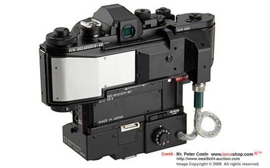 Rear / side view of Nikon F3 NASA 250 with special film back