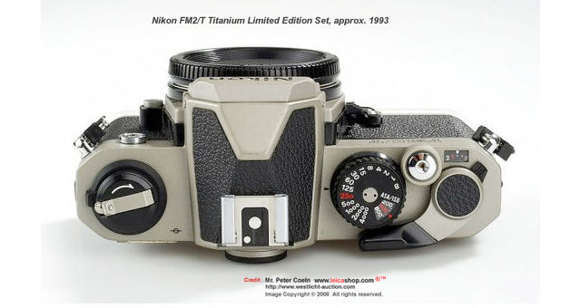 Nikon FM2/T Limited Edition Unit No 214 top section view of various camera features/controls