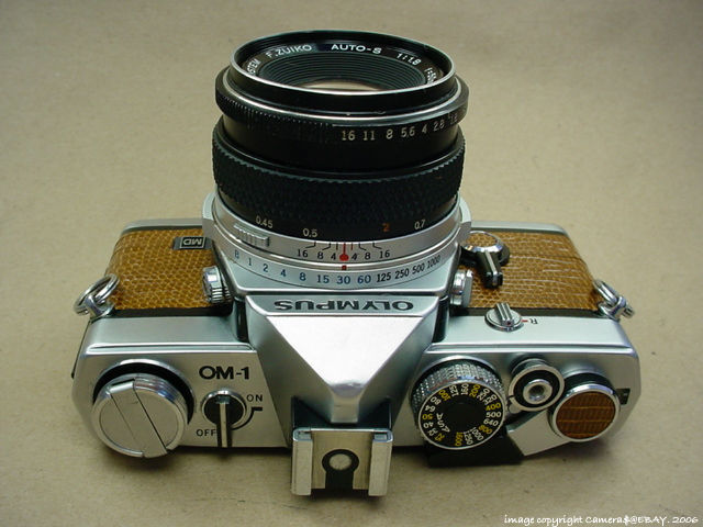 Unaual design of a lizard/snaked skinned Olympus OM-1N SLR camera