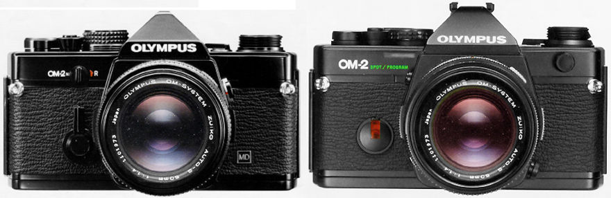 Comparing size and dimension for both the old classic Olympus OM2n and the newer OM2 SP  (Spot/Program) models