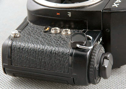 Pentax LX professional SLR camera body rear section exposed interior