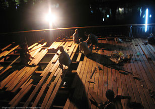 Photo of late night re-construction works on Kandawgyi Royal Lake Garden, Yangon, Myanmar