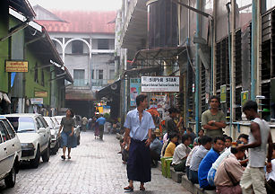 A street photo of Scott market, Yangon, Myanmar