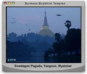 Swedagon Pagoda in scale with the Kandagwi Lake at Yangoon (rangoon) Myanmar / Burma