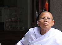 Nuns at help at Wat Pak Nam  