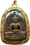 Buddhist amulets cased in golden frames