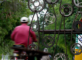 Bicycle wheels, road side of Pnom Pehn city, Cambodia
