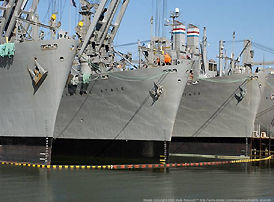 Battle ships at harbour