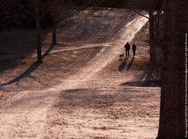 Lone figures at the distant scene