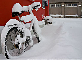 Frozen bicycle in Norway