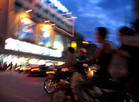 Motorcycles command the main traffic instruments in Phnom Penh